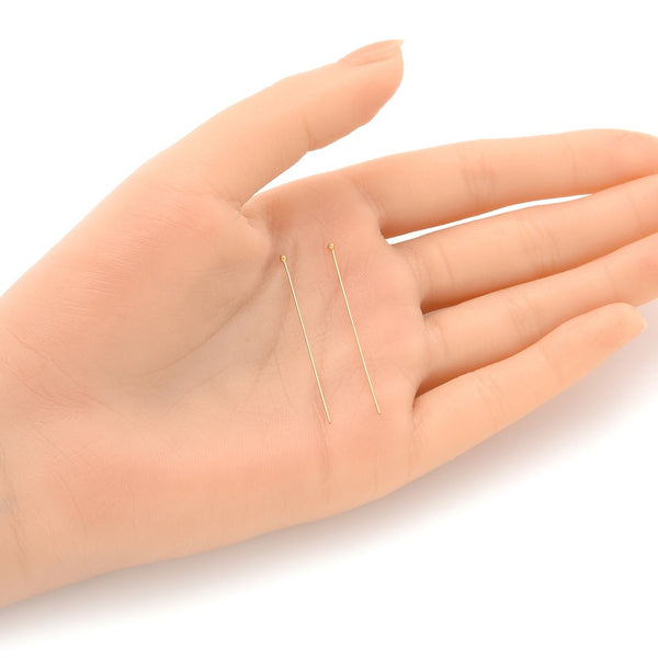 20pcs Real 1/20 14K Gold Filled Ball Head Pins Headpin, 24 Gauge/0.5mm, Length Selections: 1 inch/1.5 inch/2 inch