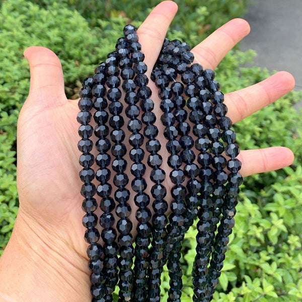 140pcs Creative Club Faceted Round Crystal Glass Beads, Dark Sapphire, 8mm, Hole ID 1mm, CC2R820