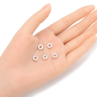 10pcs 925 Sterling Silver Puffy Rondelle Spacer Beads, Size Selections: 4mm/5mm/6mm/8mm