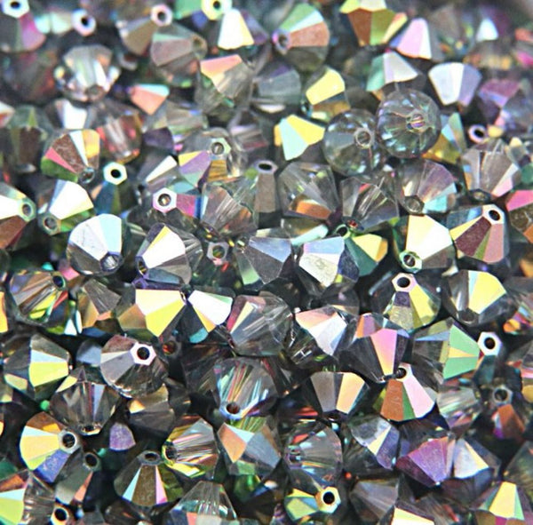 50pcs Preciosa Faceted Bicone Crystal Beads, Crystal Vitrail Medium, 6mm, Hole ID 1mm, Pre-B650