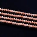 Natural Pink Moonstone Gemstone Tiny Small Faceted Round Beads, 4mm, Hole ID 0.6mm, 15 Inch/1 Strand, GK4-19