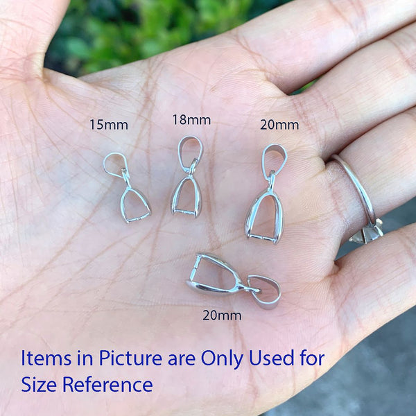 50pcs Pendant Clasp Pinch Bail Clip, 18K White Gold Plated Brass, Size Selections: 15mm/18mm/20mm