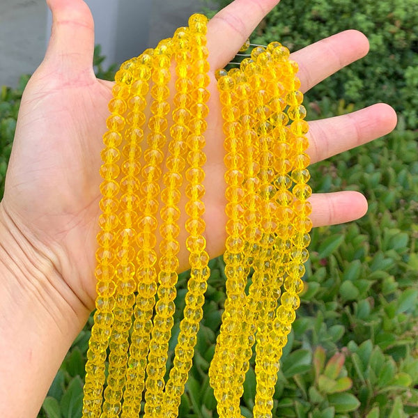 140pcs Creative Club Faceted Rondelle Crystal Glass Beads, Light Topaz, 8x6mm, Hole ID 1.1mm, CCR809