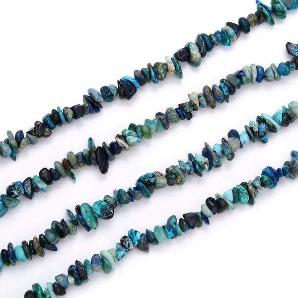 Natural Chrysocolla Gemstone Chip Beads, Free Form, 5mm-8mm, Hole ID 1mm, 1 Strand/31 Inch, GZ1-39