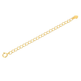 2pcs Sterling Silver Chain Extender with Clasp, 18K Yellow Gold Plated Heart Drop Cable Chain Extension, Length Selections: 2 inch/3 inch/4 inch/5 inch/6 inch