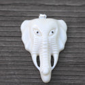 1pc Beautiful Elephant King Buffalo Hand Carved White Buffalo Bone Drop Pendant, Symbol of Strength Prosperity Pendant, with Sterling Silver Bail, 1.73 Inch, BP-23