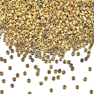 25g Miyuki Rocaille 11/0 Round Seed Beads Opaque Picasso Yellow RR-4512