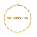 1pc Real 1/20 14K Gold Filled 2.2mm Dapped Figaro Link Chain Bracelet, 6.5 Inch with 1 Inch Extender, JB-21