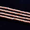 Natural Pink Moonstone Gemstone Tiny Small Faceted Rondelle Beads, 4x3mm, Hole ID 0.65mm, 15 Inch/1 Strand, GK-B6