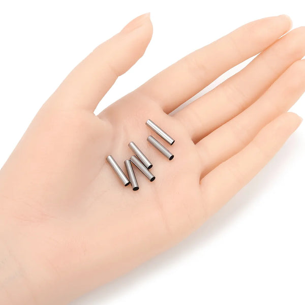 100pcs 304 Stainless Steel Round Tube Connectors – 15mm Length, 2.4mm Hole, Sleek Finish