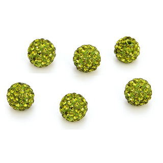 25pcs Adabele Grade A Suncatcher Crystal Rhinestone Pave Polymer Clay Beads, Olivine Green, Size Selections: 8mm/10mm/12mm