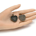 20pcs Large Sturdy Heart Bezels, Pendant Base, Antique Bronze, Designed for 25mm Cabochon Resin Cameo Photo, MC-H4