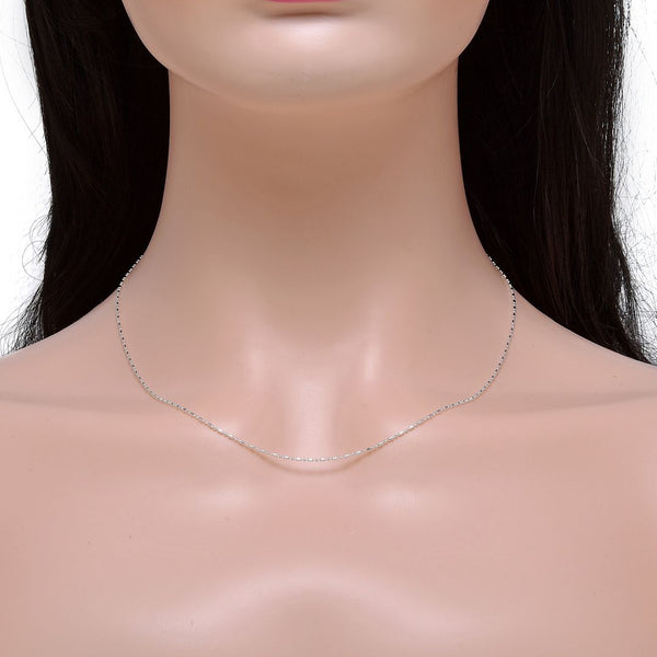1pc 925 Sterling Silver Bead Link Chain Necklace, 1mm, Thin Small, Length Selections: 18 inch/20 inch/22 inch