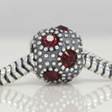 1pc 925 Sterling Silver January Birthstone Bead Charm, Siam Red Garnet Cubic Zirconia CZ, 10.3x9mm, Hole ID 4.5mm, EC1-M1