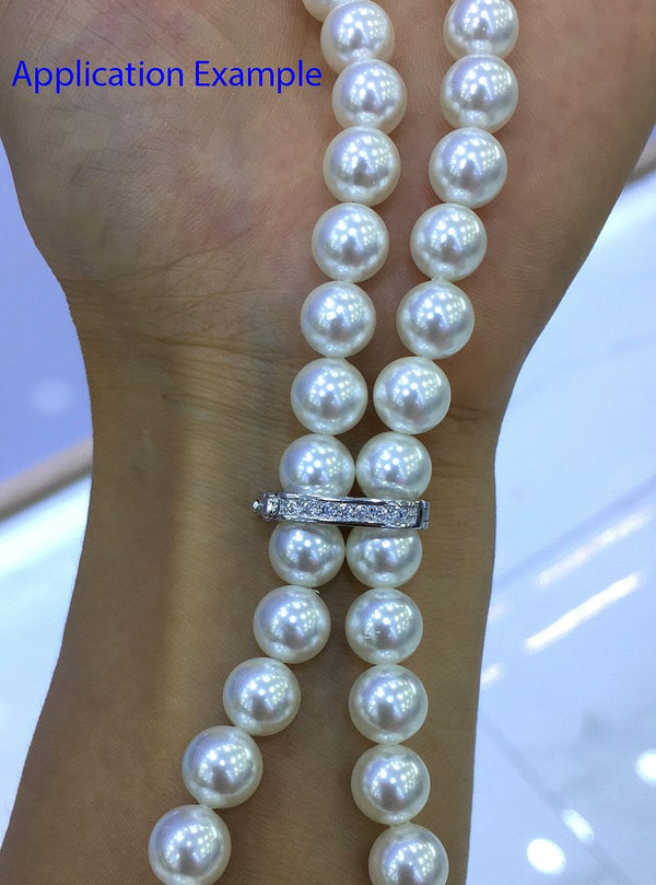 1pc Sterling Silver Hinged Necklace Shortener Enhancer Clasp, Cubic Zirconia CZ Diamond, Tarnish Resistant Rhodium Plated, Used for 9mm Beads, SS380