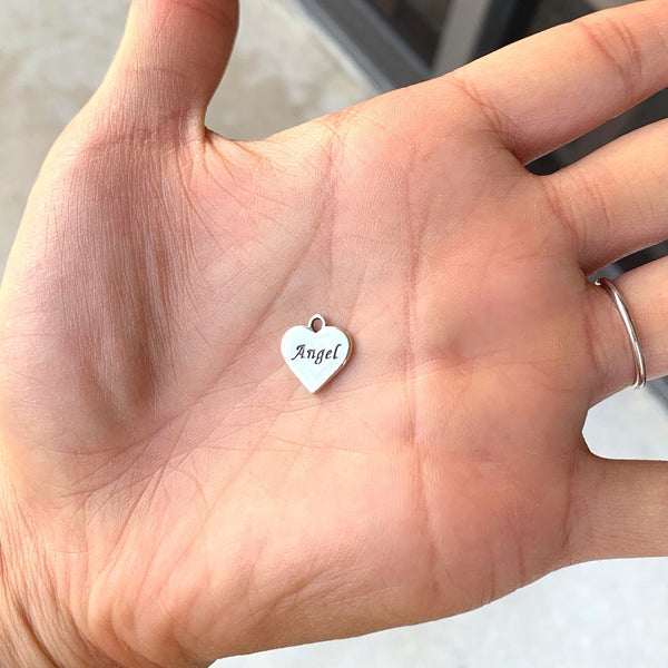 1pc Angel Heart Pendant Drop, 925 Sterling Silver, 10mm/0.4 Inch, SSP-2