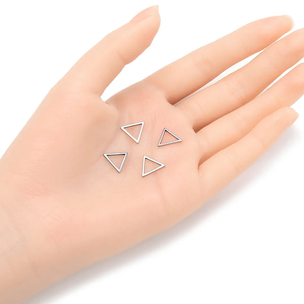20pcs 304 Surgical Stainless Steel Triangle Hoop Link Findings –Geometric Open Back Bezel Connectors (12mm/17mm/20mm)