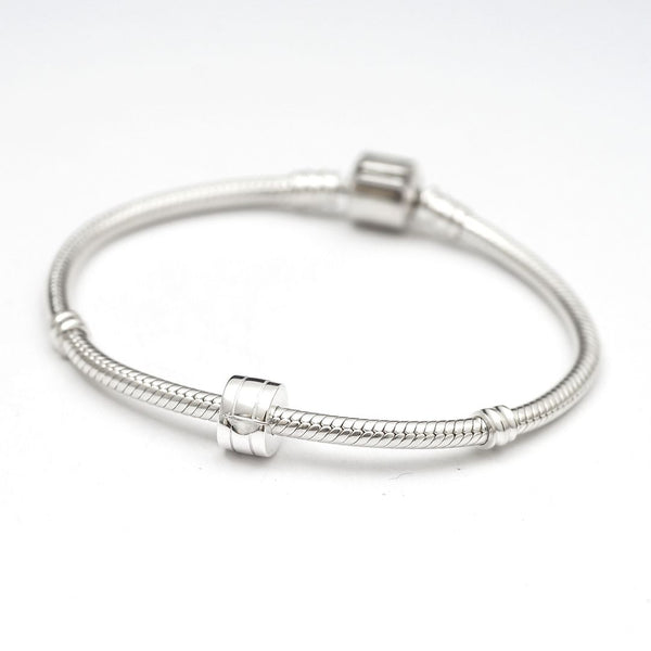 1pc 925 Sterling Silver Clip Lock Charm Holder Bead Stopper, Compatible with Pandora All Other 3mm Charm Bracelet, EC112