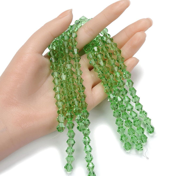200pcs Creative Club Faceted Bicone Crystal Glass Beads, Peridot Green, 8mm (0.31 Inch), Hole ID 1.1mm, CCB816