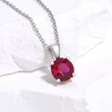 925 Sterling Silver July Birthstone Solitaire Necklace, 6mm/0.84 Carat Red Ruby Cubic Zirconia CZ, Length Selections: 16 inch/18 inch