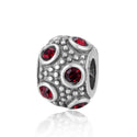 Solid 925 Sterling Silver January Birthstone Bead Charm Cubic Zirconia CZ