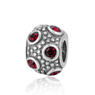 Solid 925 Sterling Silver January Birthstone Bead Charm Cubic Zirconia CZ