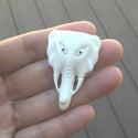 1pc Beautiful Elephant King Buffalo Hand Carved White Buffalo Bone Drop Pendant, Symbol of Strength Prosperity Pendant, with Sterling Silver Bail, 1.73 Inch, BP-23