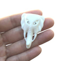 1pc Beautiful Elephant King Buffalo Hand Carved White Buffalo Bone Drop Pendant, Symbol of Strength Prosperity Pendant, with Sterling Silver Bail, 1.73 Inch, BP-23