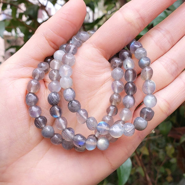 1 Strand Stretch Natural Grade A Labradorite Free Form Gemstone Bracelet, 7-10mm Beads, Length Selections: 7 inch/7.5 inch
