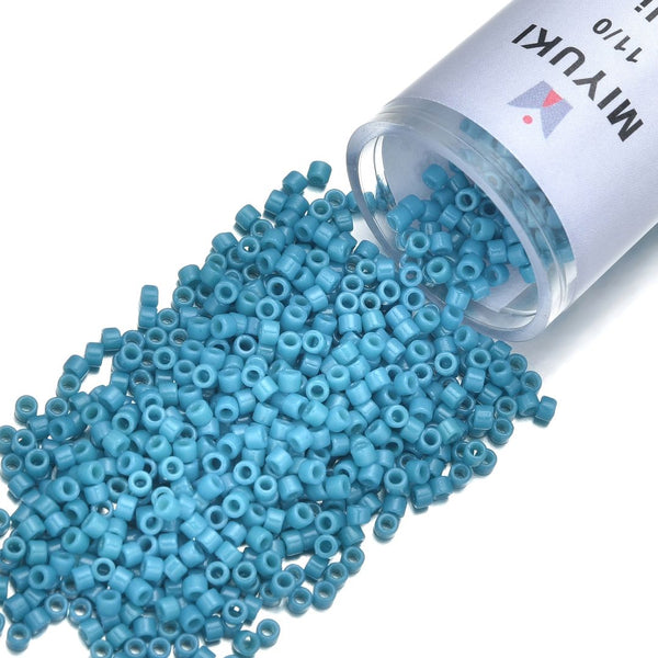 7.5g Miyuki Delica 11/0 Seed Beads, Duracoat Opaque Azure (Blue) DB2133