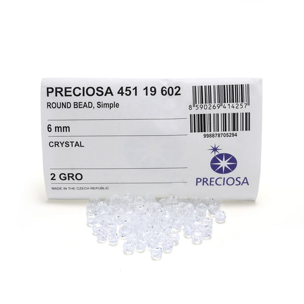 25pcs Preciosa Faceted Round Crystal Beads, Crystal Clear, 6mm, Hole ID 1mm, Pre-2R601