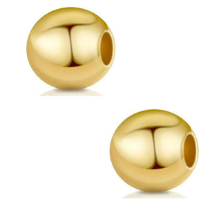 10pcs 925 Sterling Silver Large Hole Round Spacer Beads, Real 18K Yellow Gold Plated, Size Selections: 6mm/8mm/10mm