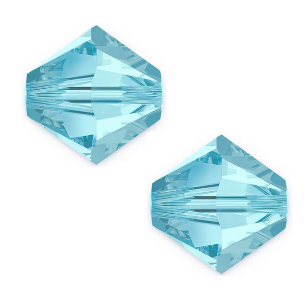 100pcs Adabele Austrian Faceted Bicone Crystal Beads #5301, Aquamarine Blue, Size Selections: 3mm/4mm/5mm/6mm