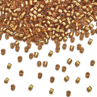 30g Miyuki Delica 11/0 Seed Beads, Transparent Silver-Lined Marigold DB1201
