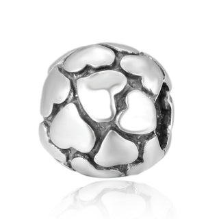 Real 925 Sterling Silver Sea Of Hearts Love Bead Charm