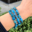 1 Strand Stretch Natural Blue Apatite Free Form Gemstone Bracelet, 7-10mm Beads, Length Selections: 7 inch/7.5 inch