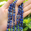 Natural Blue Lapis Lazuli Crystals Gemstone Oval Tumbled Pebble Beads, Irregular, 7mm to 12mm, Hole ID 1mm, 15 Inch/1 Strand, GZ12-40