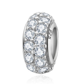 925 Sterling Silver Rubber Charm Holder Cubic Zirconia Diamond Bead Stopper