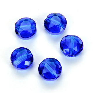 25pcs Adabele Austrian Faceted Flat Round Coin Crystal Beads #5052, Sapphire Blue, 8mm, Hole ID 1mm, SSMR813