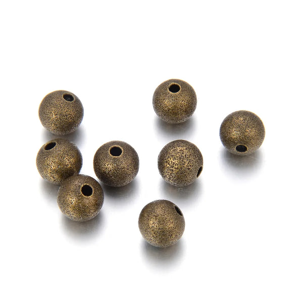 100pcs Stardust Round Beads, Antique Bronze Plated Brass, Tarnish Resistant, Size Selections: 6mm/8mm/10mm