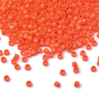 30g Miyuki Delica 11/0 Seed Beads, Opaque Orange DB722