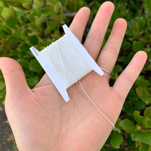 5 Feet 925 Sterling Silver Unfinished Beaded Ball Chain Links, 1mm, Thin Small SSK-C1