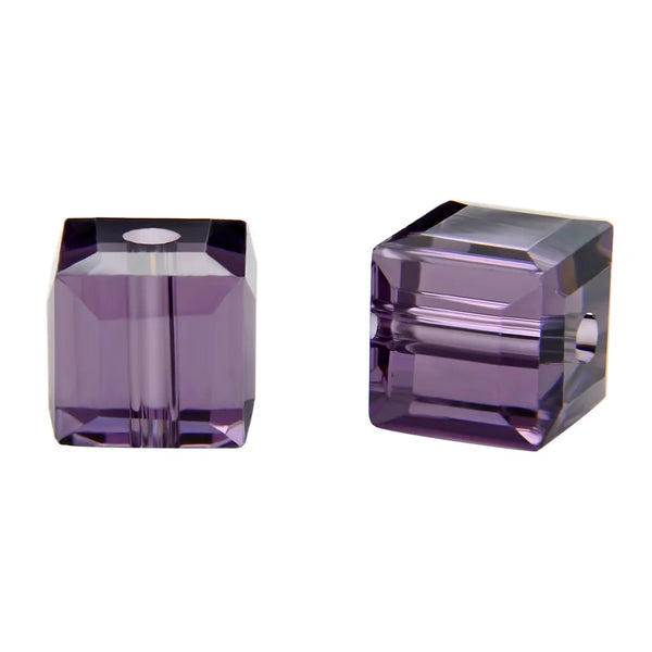 24pcs Adabele Austrian Faceted Cube Crystal Beads #5601, Purple, Size Selections: 4mm/6mm/8mm