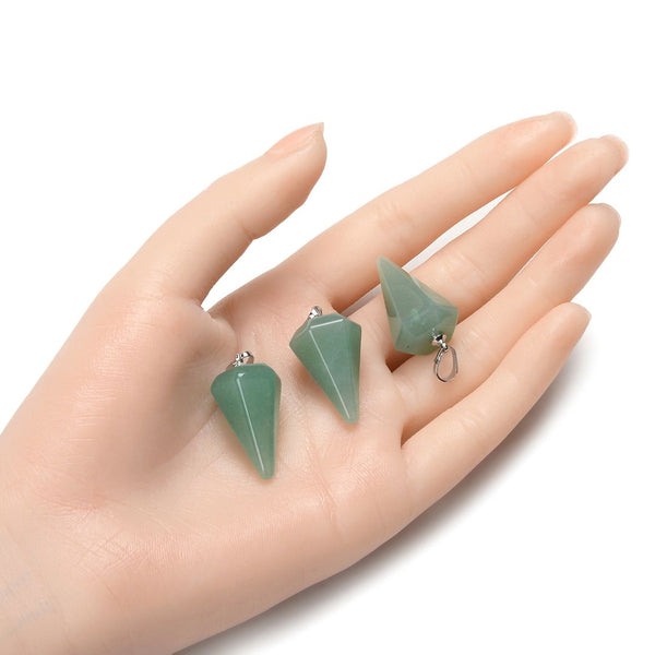 2pcs Natural Green Aventurine Gemstone Pendant Drops, 25mm, G2P-M4