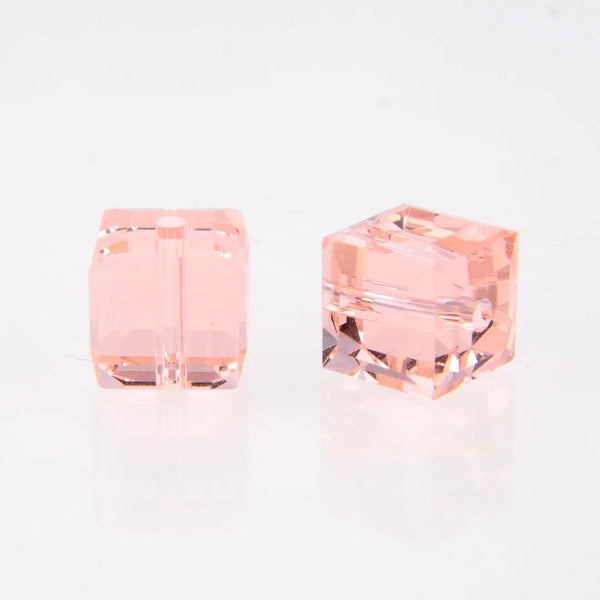 24pcs Adabele Austrian Faceted Cube Crystal Beads #5601, Light Padparadscha Pink, Size Selections: 4mm/6mm/8mm