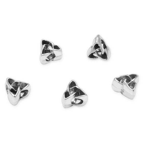 20pcs Triangle Celtic Trinity Knot Sign Large Hole Beads, Hole ID 4.5mm, Antique Silver, Zinc Alloy Metal, MEC-D1