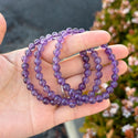 1 Strand Stretch Natural Grade A Purple Amethyst Beaded Gemstone Bracelet, 6mm Beads, Length Selections: 7 inch/7.5 inch/8 inch