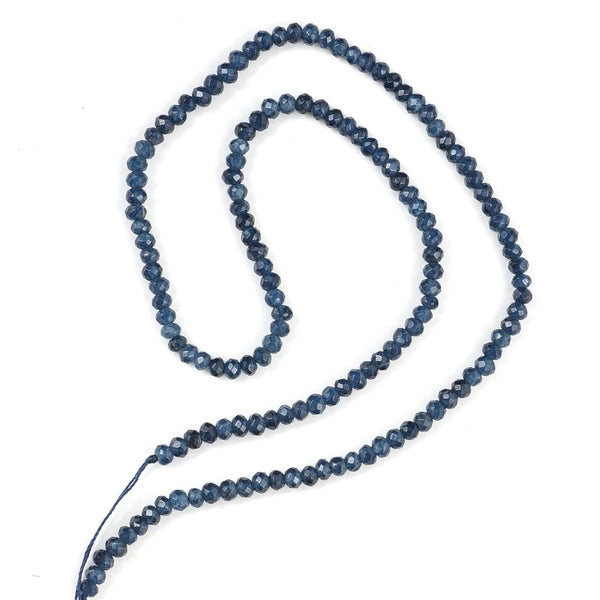 Natural Dark Indigo Quartz Gemstone Faceted Rondelle Beads, 3x2mm/Small Tiny, Hole ID 0.8mm, 13 Inch/1 Strand, GH2R-9