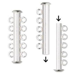 10pcs 5-Strand Magnetic Lock Clasp Sets, Multiple Strands Layering Clasp, Sterling Silver Plated Brass, 28mm, CF228-5