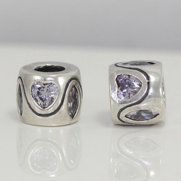 1pc Real 925 Sterling Silver Heart Bead, June Birthstone Charm Cubic Zirconia CZ Gemstone, Compatible with Pandora all Other Charm Bracelets, EC612
